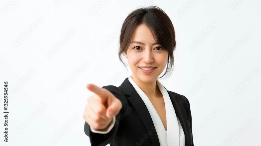 Confident businesswoman gestures to emphasize a point in a modern office environment. Confident businesswoman gestures to emphasize a point in a modern office environment.