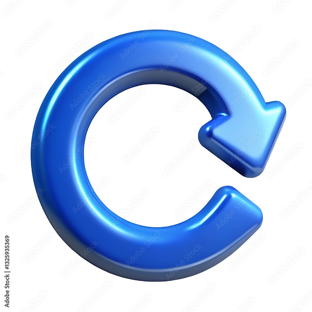 A Vibrant Blue Circular Arrow Symbolizing Continuous Progress And Renewal With A Glossy 3d Design A Vibrant Blue Circular Arrow Symbolizing Continuous Progress And Renewal With A Glossy 3d Design
