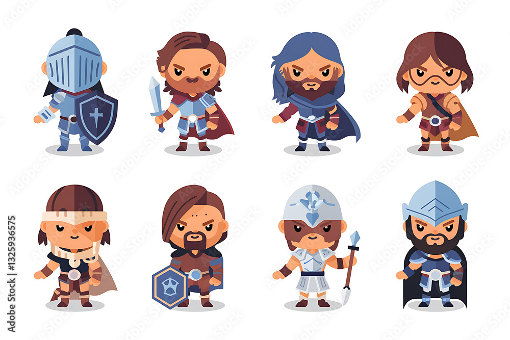 Group of cartoon characters are wearing armor and holding weapons Group of cartoon characters are wearing armor and holding weapons