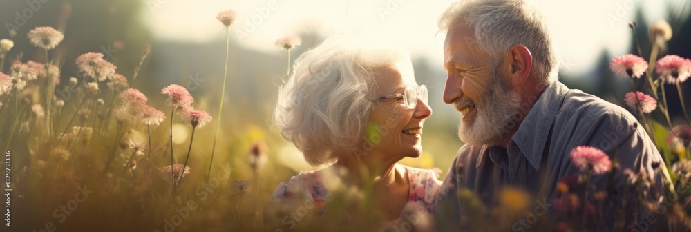 grandfather and grandmother in affection and hug