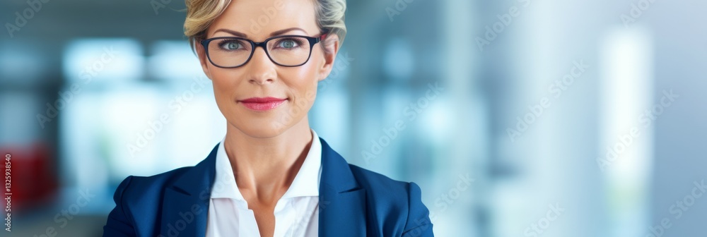 Attractive and elegant female businesswoman with modern eyeglasses in portrait