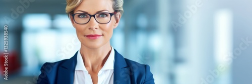 Obraz na płótnie Attractive and elegant female businesswoman with modern eyeglasses in portrait w salonie