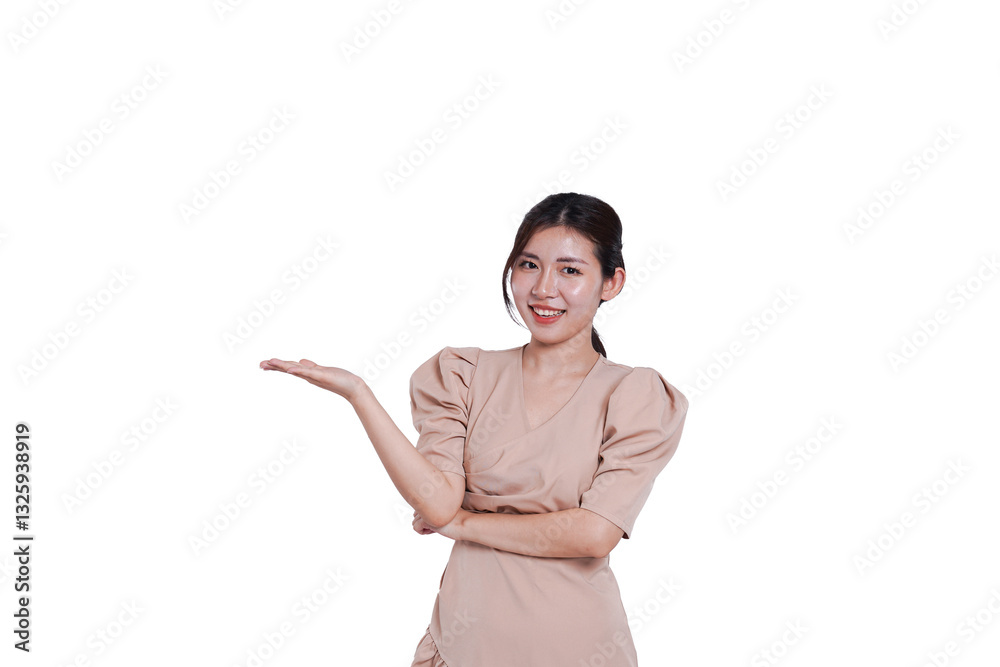 portrait of beautiful asian girl posing on white background, Women's Day concept, cut out portrait of beautiful asian girl posing on white background, Women's Day concept, cut out