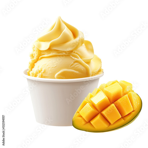 Creamy Mango Ice Cream Sundae photo