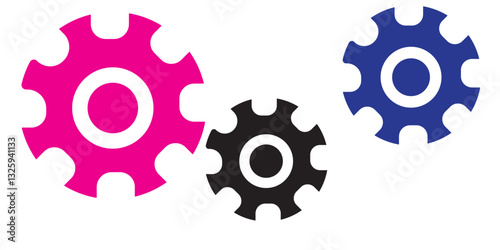 Gears or settings icon, stock vector. Two-tone version on Transparent background. EPS 10.