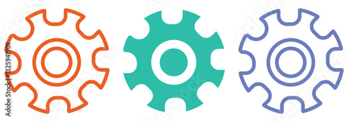 Gears or settings icon, stock vector. Two-tone version on Transparent background. EPS 10.