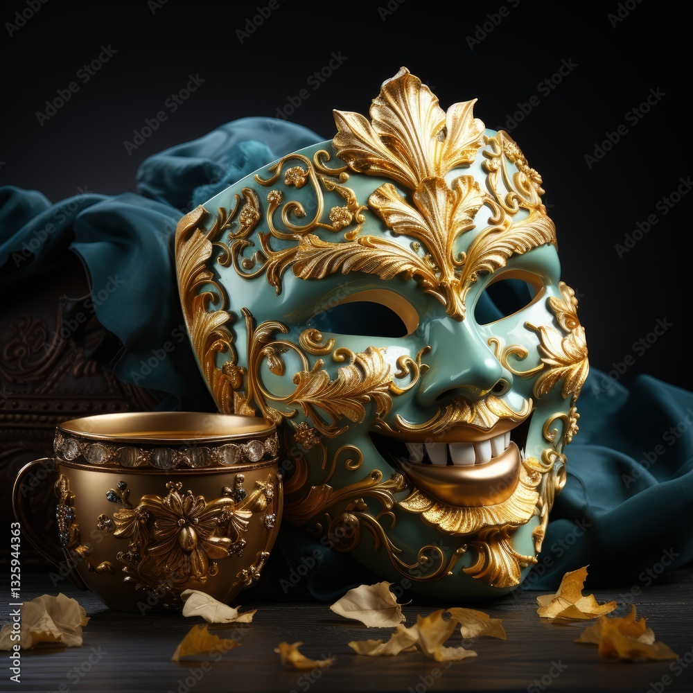 Naklejka premium Venetian Theatrical Mask Representing Comedy and Tragedy
