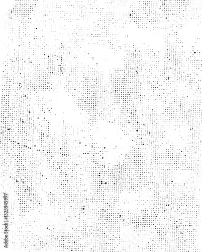 Abstract grunge black distressed dot dirty texture background. Abstract pattern of monochrome elements. Abstract dirty or scratch aging effect. Dusty and grungy scratch texture material or surface. 