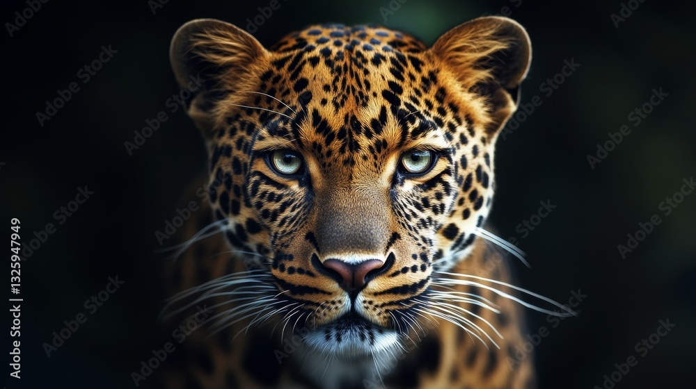 Fototapeta premium A close shot of a leopard on the dark background