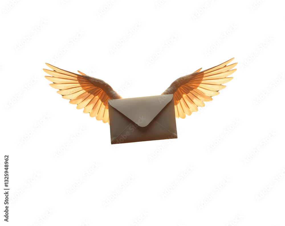 Obraz premium Flying envelope with wings