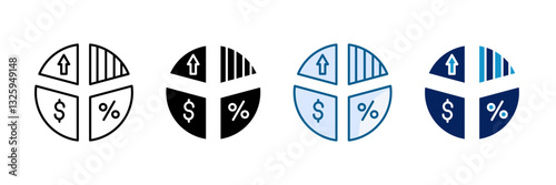 Profit Margin Icon Set Multiple Style Collection