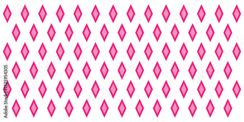 Pink Geometric pattern based on Dimond squares on a white background. Pink Seamless in one direction. Seamless harlequin or argyle pattern made of Pink diamonds over white. EPS 10.