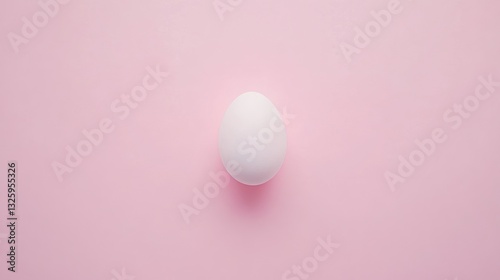 Single White Egg on Pink Background
