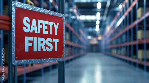 A warehouse interior featuring a prominent 