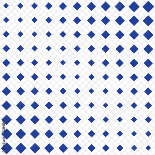 Seamless abstract geometric pattern of blue Rhombuses in a row on a Transparent background, harlequin motifs, Blue hand drawn illustration. EPS 10.