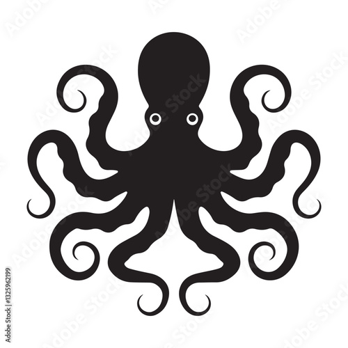octopus silhouette vector icon isolated on white background