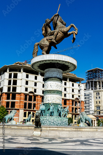 Alexander the Great Monument and Statue in Skopje, the capital of Macedonia photo