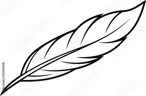 quill feather  line art, feather  icon outline vector 