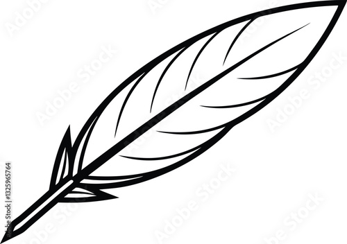 quill feather  line art, feather  icon outline vector 