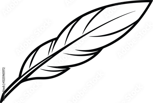 quill feather  line art, feather  icon outline vector 
