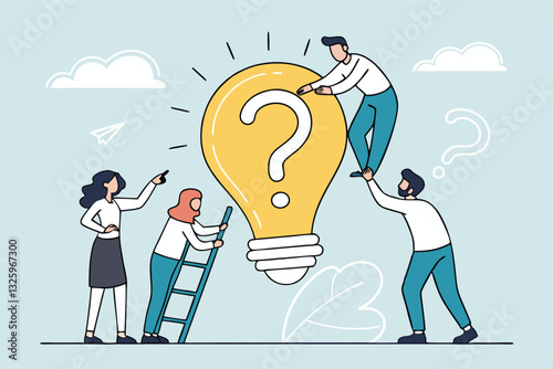 Solving problem, critical thinking root cause analysis to solution, answering question or success resolve issues, discover opportunity, creativity concept, businessman make idea from question mark.