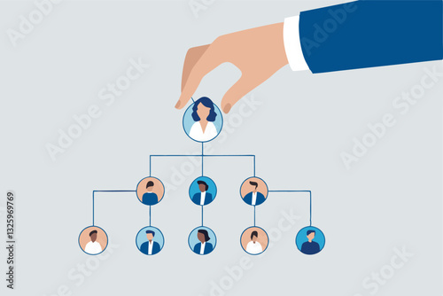 CEO, company leader or executive position, organization chart, hierarchy or team structure, role and responsibility, supervisor, department or division concept, businessman put CEO on org chart.