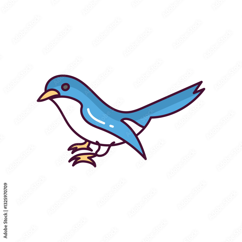 Fototapeta premium Bird doodle color line icon with white background vector stock illustration