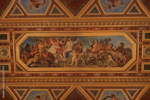 Hungarian State Opera (Magyar Allami Operahaz), a venue with ceiling frescoes in Budapest Hungary