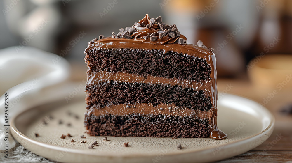 Decadent Chocolate Cake Slice