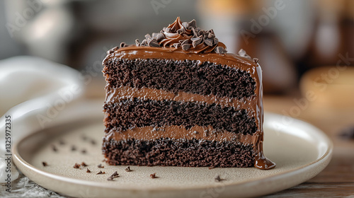 Obraz na płótnie Decadent Chocolate Cake Slice w salonie