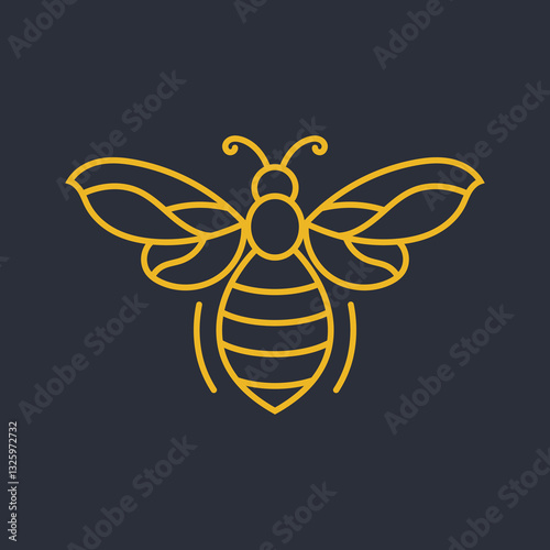 Honey bee monoline style vector logo design, Premium honey bee monoline logo design vector icon illustration