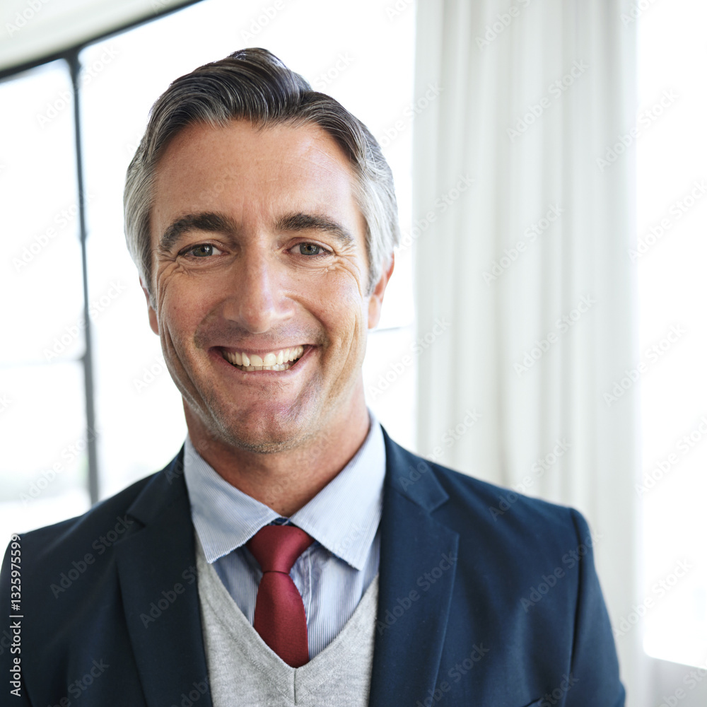 Portrait, businessman and attorney in office for justice, professional career and happiness for court. Workplace, mature person and lawyer with confidence for legal aid, law firm and corporate case Portrait, businessman and attorney in office for justice, professional career and happiness for court. Workplace, mature person and lawyer with confidence for legal aid, law firm and corporate case