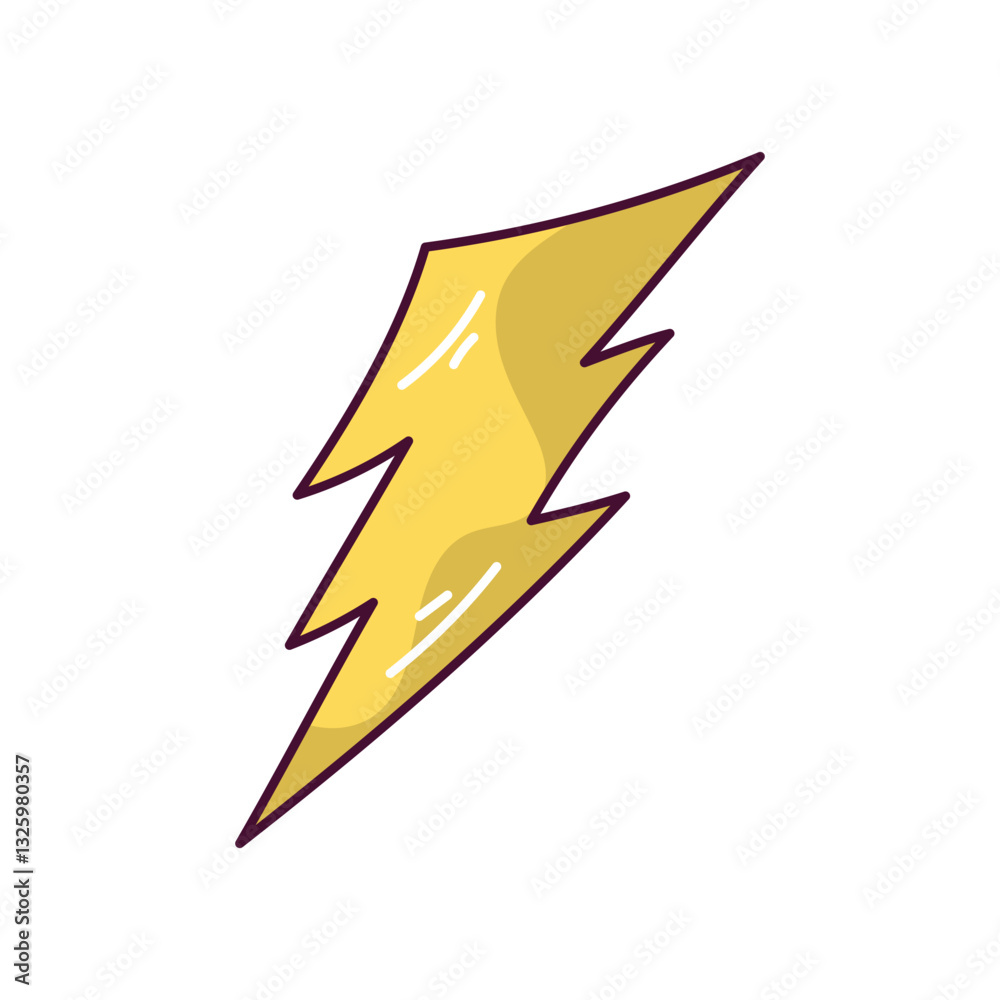 Fototapeta premium Lightning doodle color line icon with white background vector stock illustration
