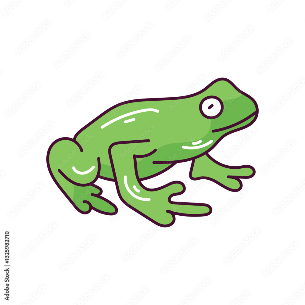 Fototapeta premium Frog doodle color line icon with white background vector stock illustration
