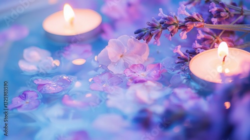 Serene Floating Flowers and Candles in Water