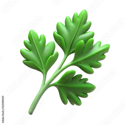 3D parsley herb leaf isolated on transparent background