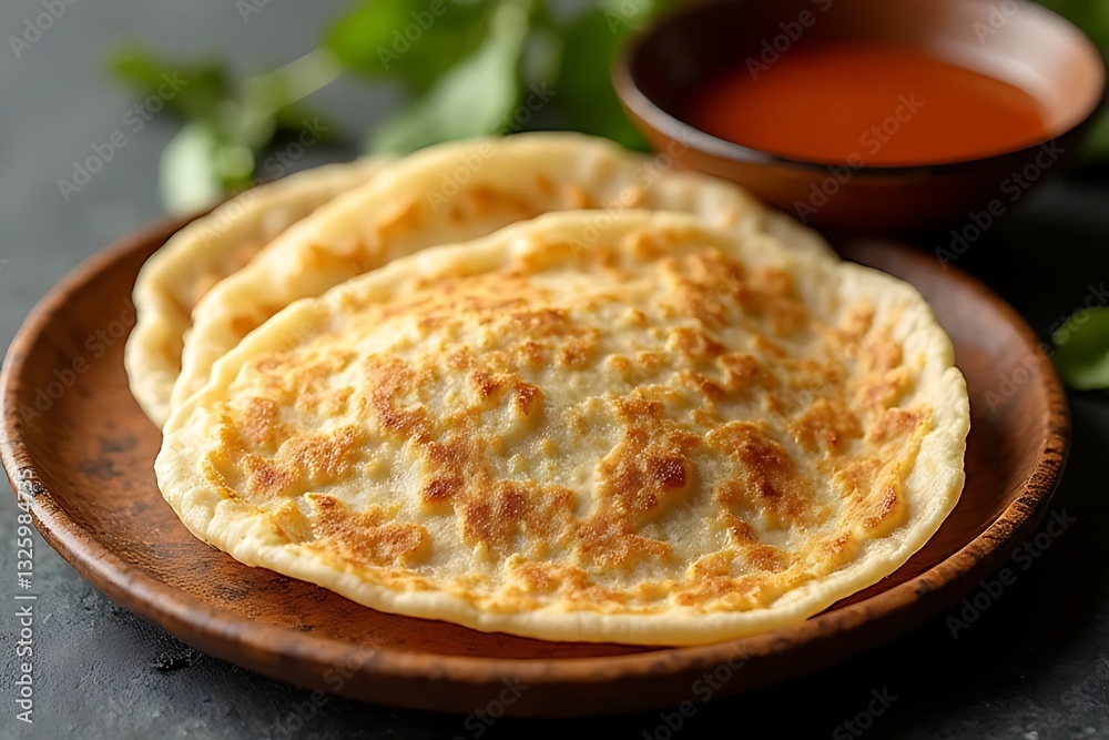 Delicious homemade paratha kitchen food photography cozy setting close-up culinary delight Delicious homemade paratha kitchen food photography cozy setting close-up culinary delight