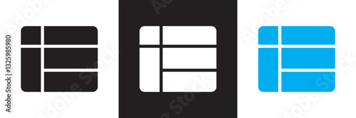 Table layout icon . Web excel data table  icon in spreadsheet database chart icon. Vector illustration. isolated on white and black background. EPS 10