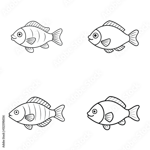 set of cartoon fishes