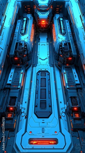 Abstract blue futuristic corridor perspective