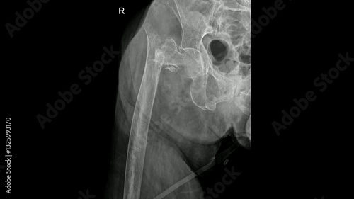 Hip Fracture X-Ray Demonstrating Femoral Neck Break