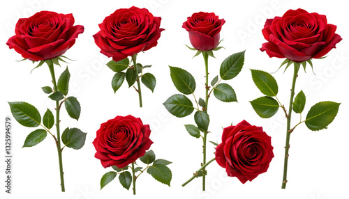 Bouquet of red roses isolated on png