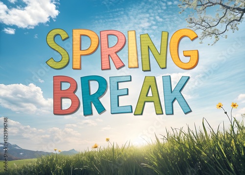 Spring Break Colorful Foam Letters. Several bold multicolored letters build the term spring break