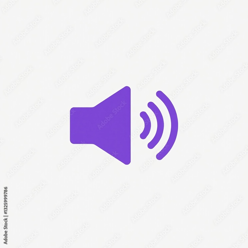 Modern purple speaker icon on white background for digital concepts, sound, podcast Modern purple speaker icon on white background for digital concepts, sound, podcast
