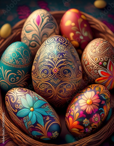 colorfuly painted easter eggs photo