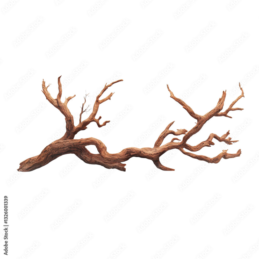 A brown branch with small white flowers on a transparent background. Nature, decoration, and design concept. A brown branch with small white flowers on a transparent background. Nature, decoration, and design concept.