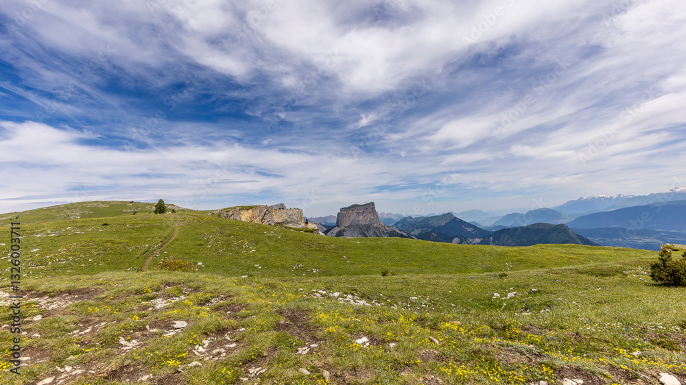 Fototapeta premium Mountain landscape in the Combeau valley, Vercors, France