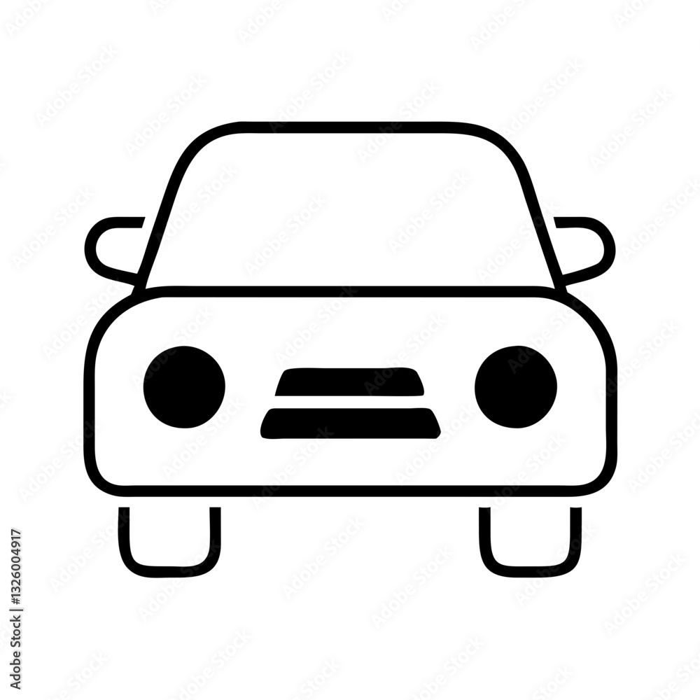 Black and white car front view icon Black and white car front view icon
