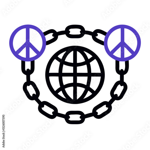 Globe chained with peace symbols
