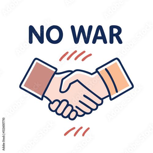 No war handshake symbol with text